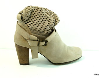 Vintage Lace Ankle Boots, Damen Stiefel Echtleder Stiefel Eur Größe 39