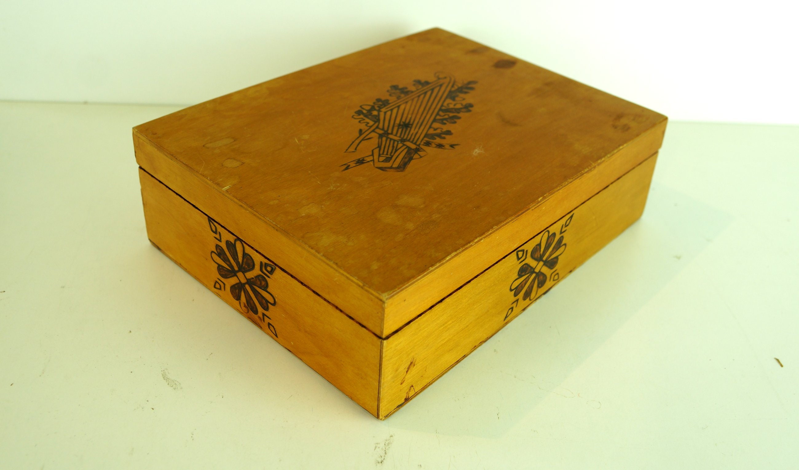 Wooden Jewelery Box Vintage Hand Painted Folk Art Box Rustic Etsy UK