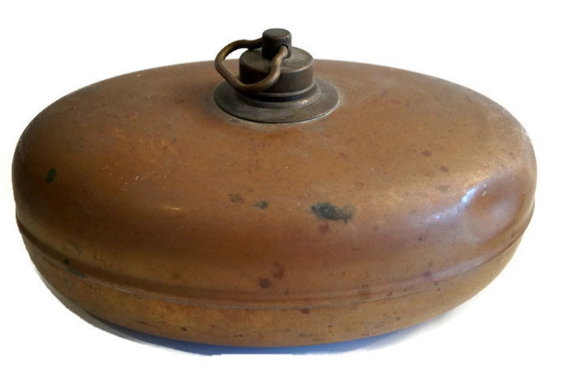 2 Antique French copper bed warmer pan Hammered Hot water Etsy