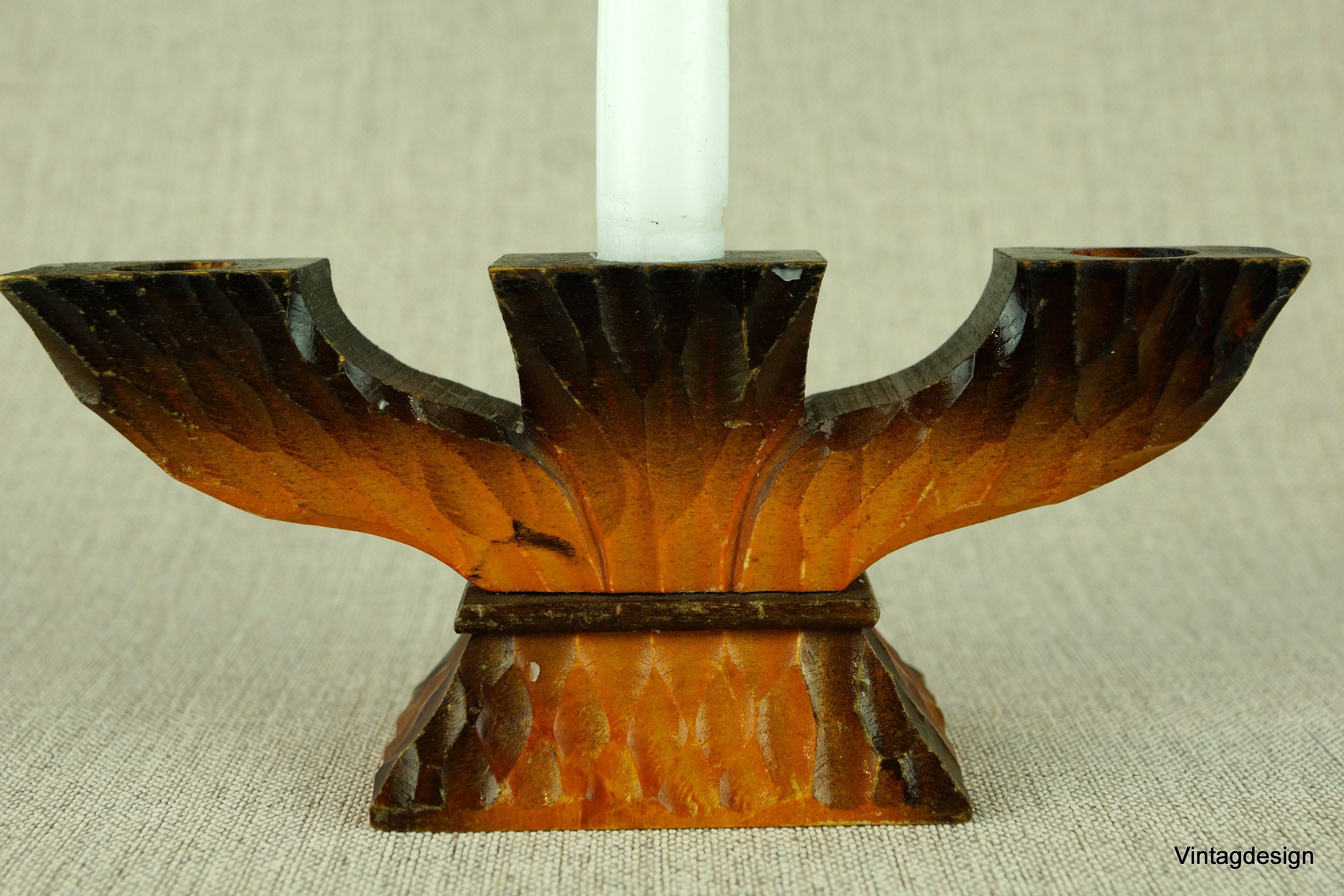 Swedish HandmadeVintage Wooden candle HolderPortable candle Holder