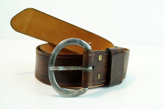 Vintage Cognac leather belt. Very thick leather b… - image 8