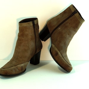 Vintage Ankle boots Brown color women&#39;s booties Genuine leather boots euro size 37 Soft Leather inside and outside