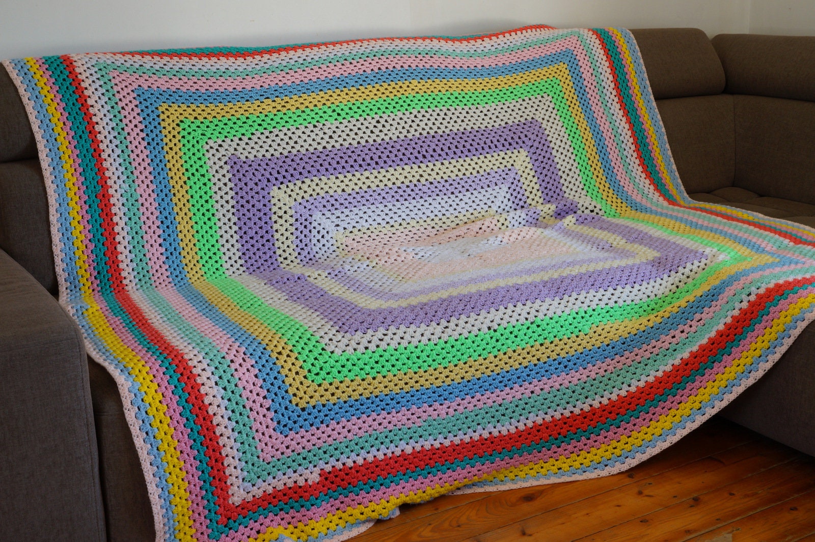 Couverture vintage crochetée à la main - Style Bohème - 48 (Gebraucht