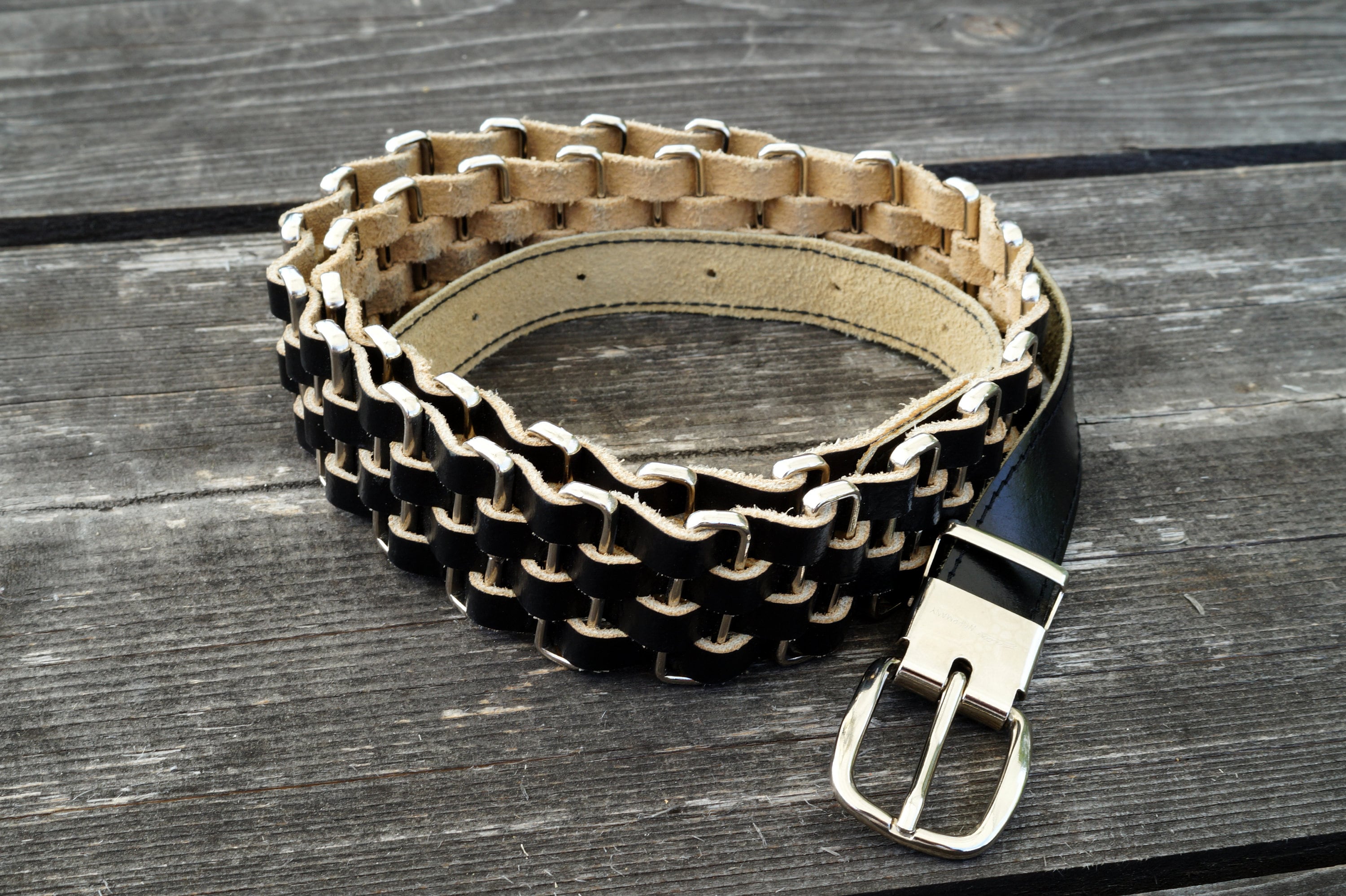 Vintage black suede leather braided boho belt Vintage 70s Braided Black Leather Belt: Boho Waist Belt (107  main image 3