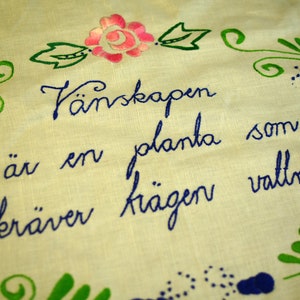 Vintage Table Runner Swedish Hand Embroidered Table Runner Tablecloth Table Cover Scandinavian Design Embroidered Table Runner