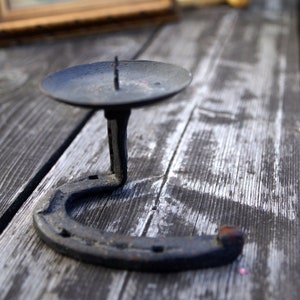 Vintage Unique Rustic metal candlestick handmade German 60s Candleholder Candlestick Holder in Black Metal Candle Holder Mid Century