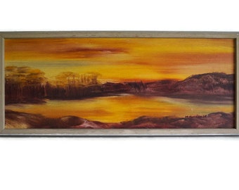 Original Swedish vintage painting. Landscape painting. Painting on canvas. Original signed painting. Original artwork Scandinavian Landscape