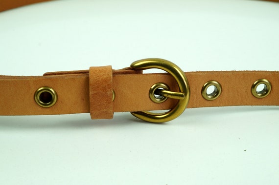 Cognac Leather Belt: Long Narrow Boho Hip Waist Belt - Etsy display picture 1