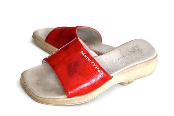 Buy MARCO POLO Leather Slippers Shoes EUR 39 Made in Italy Red in India Etsy