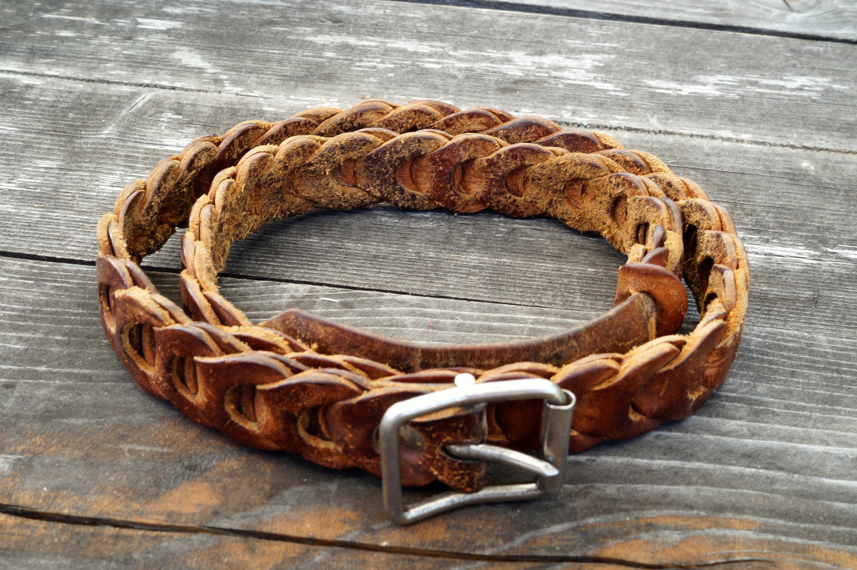 Vintage Braided Leather Belt: 80s Boho Style, XS-S (91cm) - Etsy display picture 3