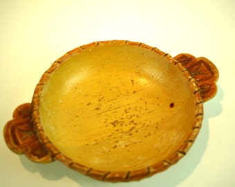 Vintage Carved Wooden Serving Tray: Swedish Folk Art, Signed 1950