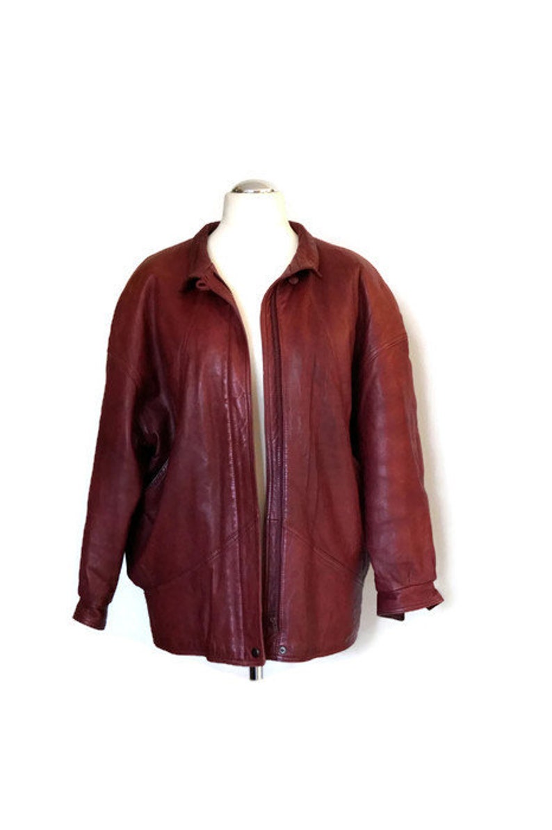 Red Brown Leather Jacket Vintage Women S Genuine Image 0