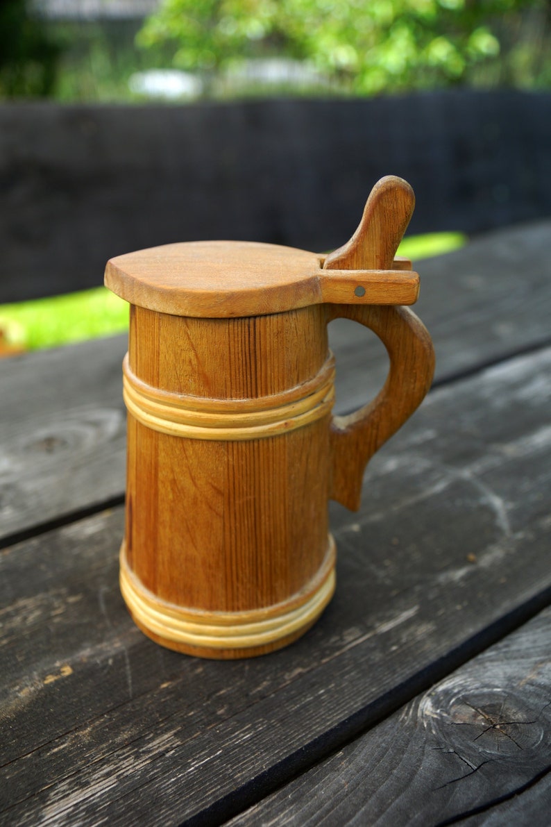 Great Wooden Beer Mug Wooden Stein Swedishe Handmade Beer Etsy