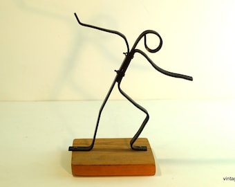 Vintage metal statue, thinking man statue, "the thinker".