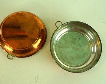 Set of 2 little copper tin molds Vintage metal Dish retro farmhouse baking made in Sweden cupcake