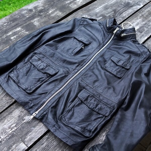 Men's black leather jacket Vintage leather jacket Men's genuine 1980s leather black leather jacked .Vintage Leather Chic Retro Jacket