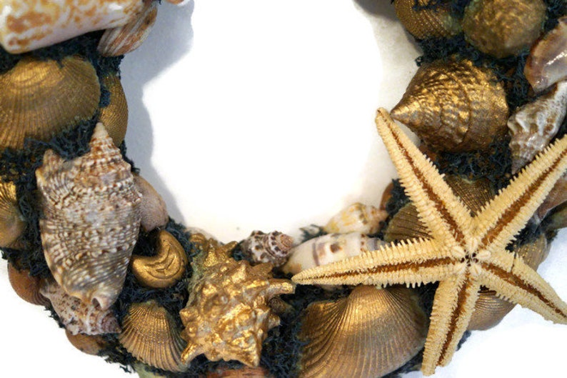 Door wreath Vintage Decoration Snails and starfish wreath Handmade Wall Hanging accent Table decor Door ornament
