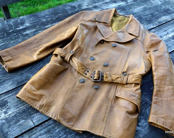 Men's Leather Jacket Vintage Genuine Leather Jacket Saki