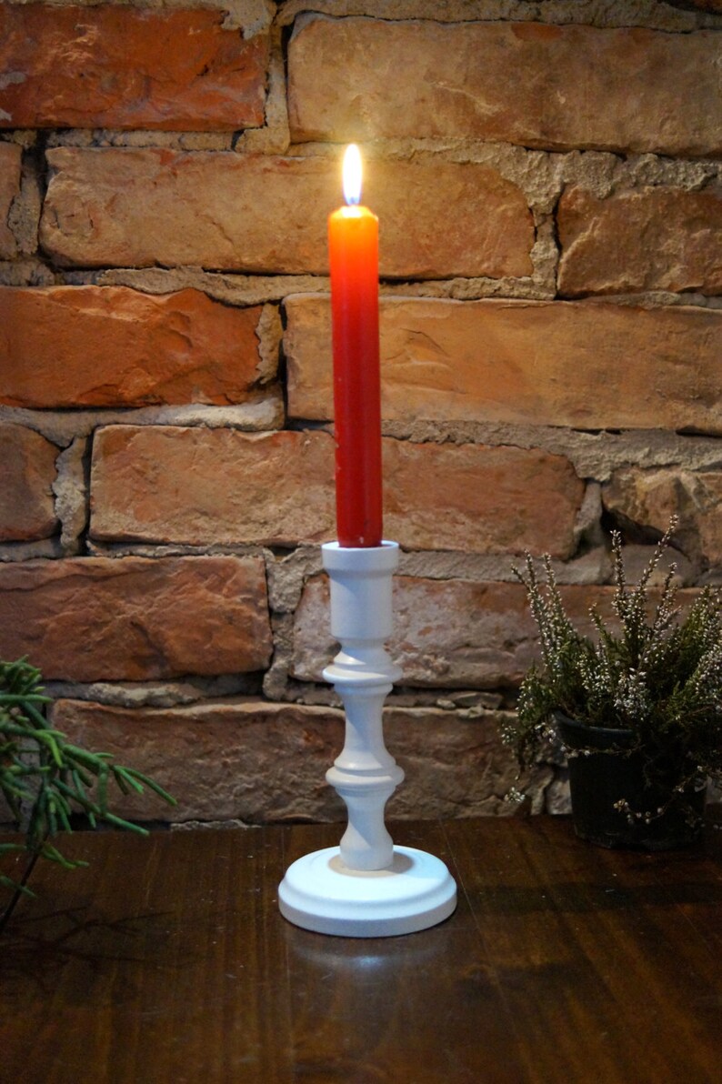 Swedish wooden candle holder Handmade white natural wood Etsy