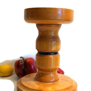 Vintage Wood Pedestal Candle Holder: Tall Wooden Pillar, Wedding Decor
