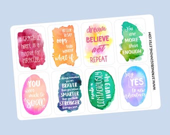 Inspirational Phrase Stickers, Planner Stickers, Positive Thoughts