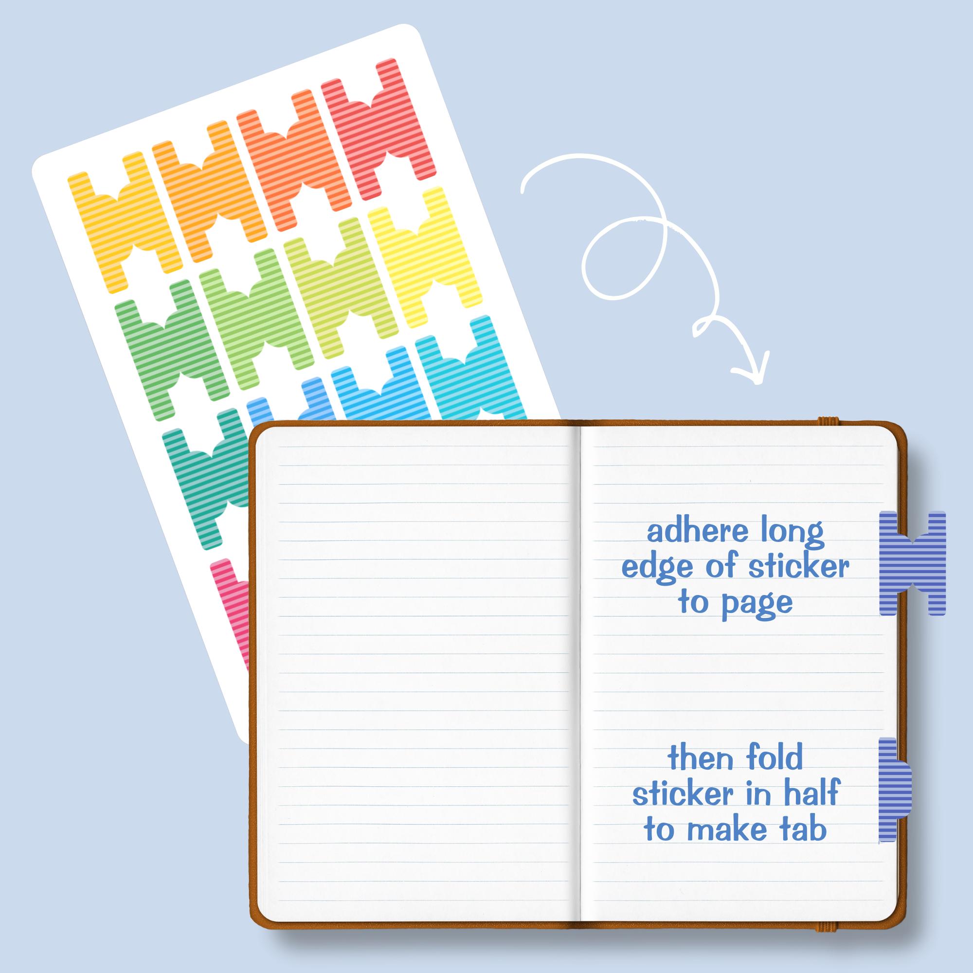 Striped Month Divider Tab Stickers, Bullet Journal Stickers, Planner ...