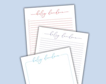 Elegant Personalized Notepad, 5.5" x 8.5" Custom Stationery, Script Name Memo Pad