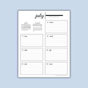 Dated Printable Weekly Planner, Minimalist Academic Calendar Pages