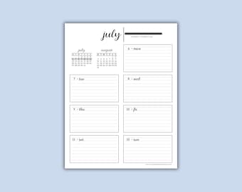 Dated Printable Weekly Planner, Minimalist Academic Calendar Pages
