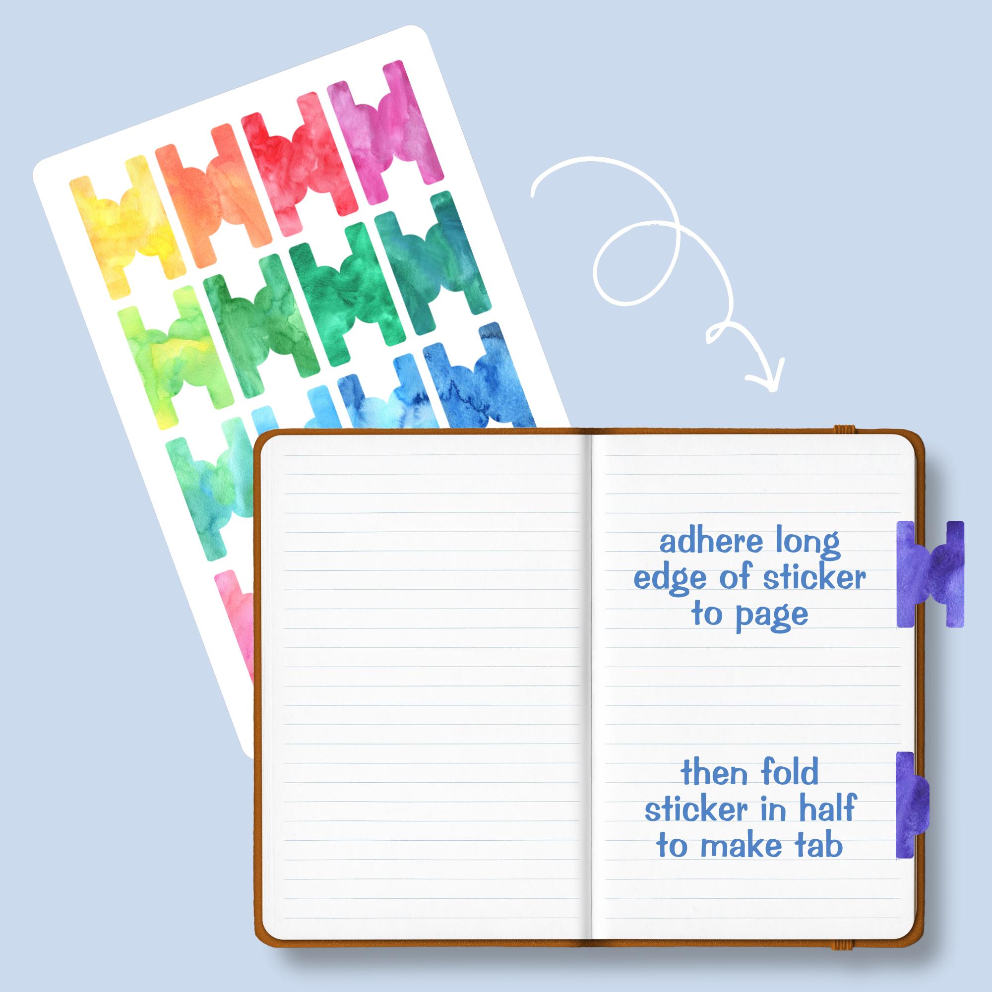 Watercolor Divider Tab Stickers, Planner Stickers, Bullet Journal ...