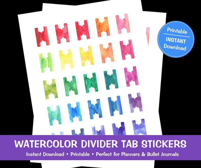 Watercolor Divider Tab Stickers, Printable, Quick Down load, Planner Stickers, Bullet Magazine Stickers, Dividers, Tabs, Planner Tabs graphic regarding Divider Tabs Printable called Watercolor Divider Tab Stickers, Printable, Prompt Down load, Planner Stickers, Bullet Magazine Stickers, Dividers, Tabs, Planner Tabs