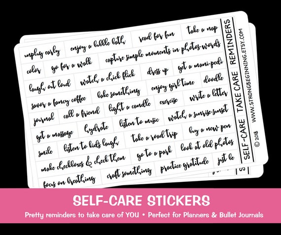 Self Care Stickers Planner Stickers Bullet Journal Stickers Self Care Reminders Self Care Phrase Stickers Word Stickers