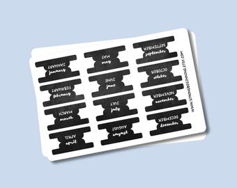 Chalkboard Month Planner Tab Stickers, Bullet Journal Dividers