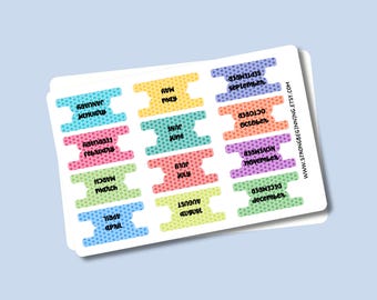 Polka Dot Month Planner Tab Stickers, Bullet Journal Dividers