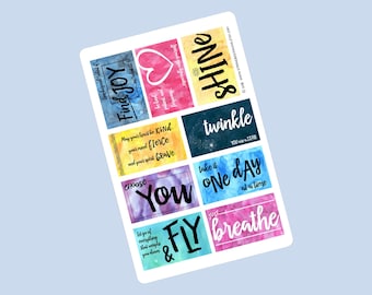 Watercolor Inspirational Phrase Stickers, Planner Stickers