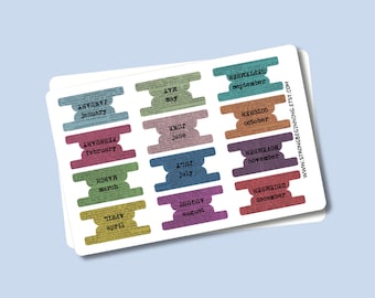 Dictionary Paper Month Planner Tab Stickers, Bullet Journal Dividers