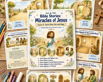 Series 4 - Cut & Tell Miracles of Jesus: Jesus Gives Life and Hope for Toddler Kids, Sunday School Bible Story Craft