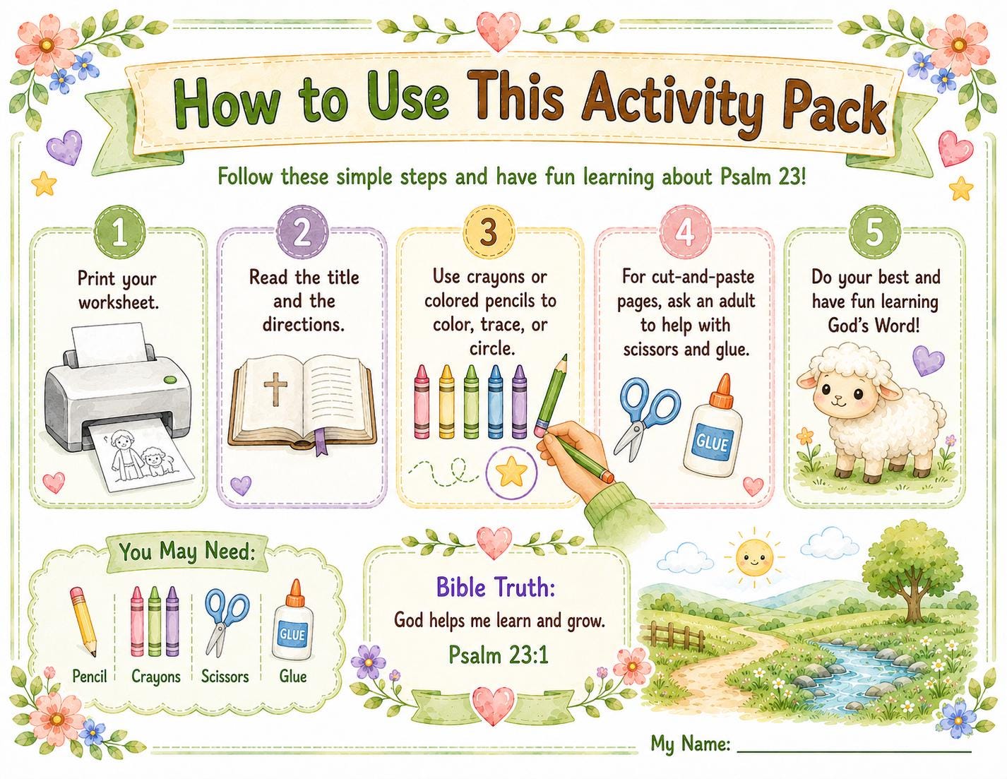 Psalm 23 Good Shepherd Activity for Toddler Kids | Sunday School Bible ...