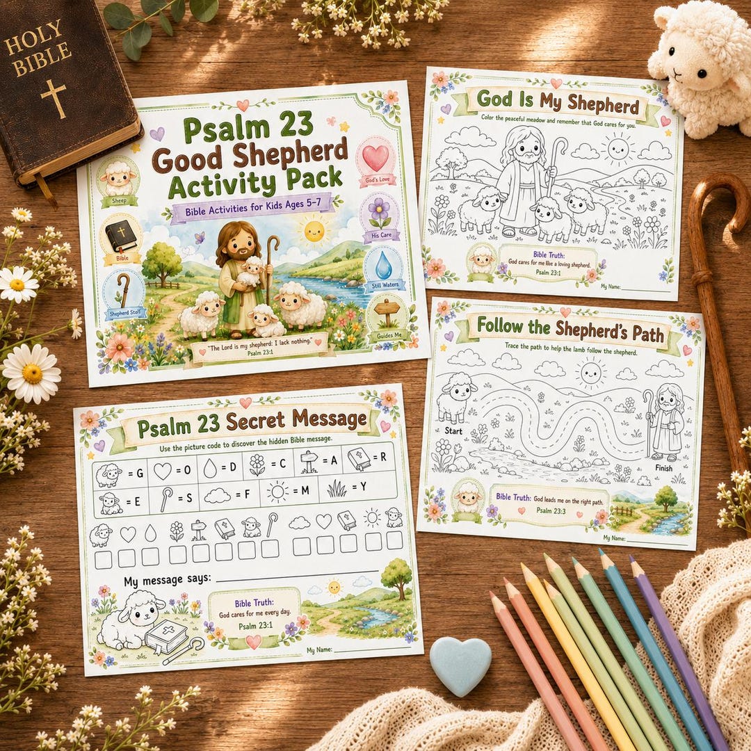 Psalm 23 Good Shepherd Activity for Toddler Kids | Sunday School Bible ...