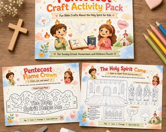 Pentecost Craft Activity Pack for Toddler Kids, Holy Spirit Sunday School Printable, Acts 2 Bible Crafts, Christian Kids Worksheets