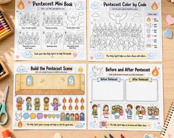 Pentecost Activity for Toddler Kids | Bible Printable | Sunday School Homeschool Holy Spirit Activities | Christian Kids Learning