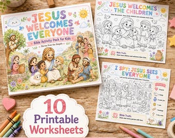 Jesus Welcomes Everyone Christian Summer Free screen Toddler Kids, Sunday School Worksheets, Kids Printable, Gospel Story Activities