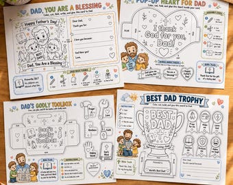 Father's Day Toddler Kids Activity, Bible Craft Pack for Kids, Christian Toolbox Card Trophy (Digital Download)