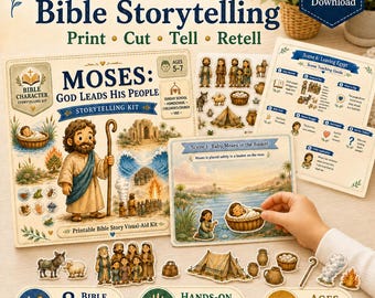 Moses: God Leads His People Printable Storytelling Kit for Toddler Kids | Sunday School Bible Lesson | Christian Homeschool Cutouts