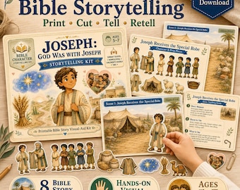 Joseph: God Was With Joseph Printable Storytelling Kit for Kids | Sunday School Bible Lesson | Christian Homeschool Cutouts