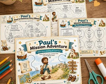 The Apostle Paul Mission Adventure Bible Craft Pack for Kids, Missionary Journey, Sunday School Activity, Christian Printable