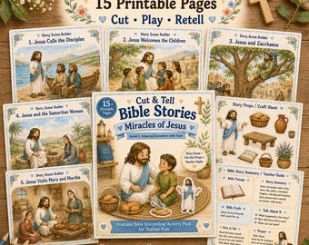 Series 5 - Cut & Tell Miracles of Jesus: Amazing Encounters with Jesus for Toddler Kids, Sunday School Bible Story Craft