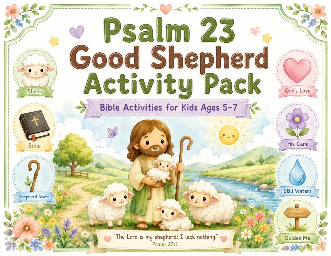 Psalm 23 Good Shepherd Activity for Toddler Kids | Sunday School Bible ...