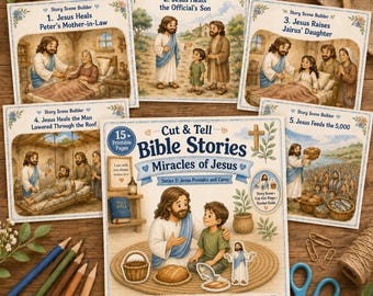 Series 2 - Cut & Tell Miracles of Jesus: Jesus Provides and Cares for Toddler Kids, Sunday School Bible Story Craft