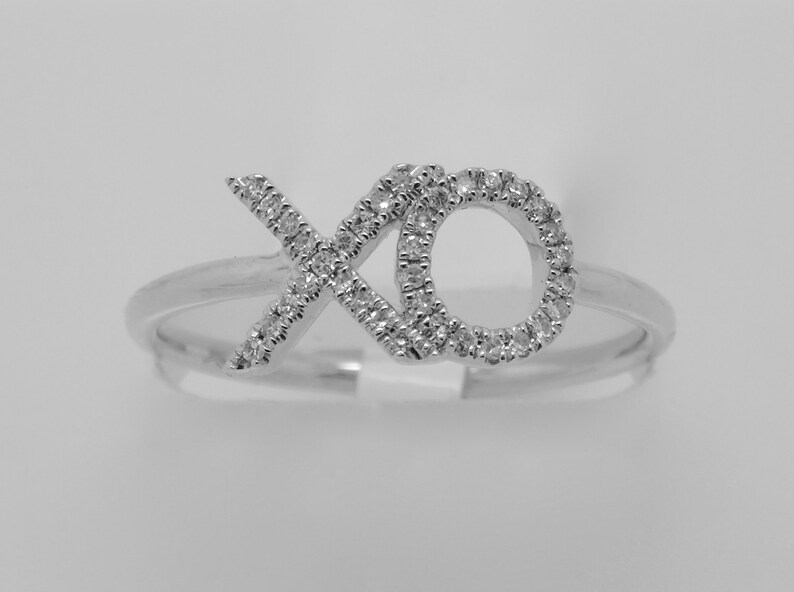 14K White Gold Diamond XO Love Ring 708 Etsy France